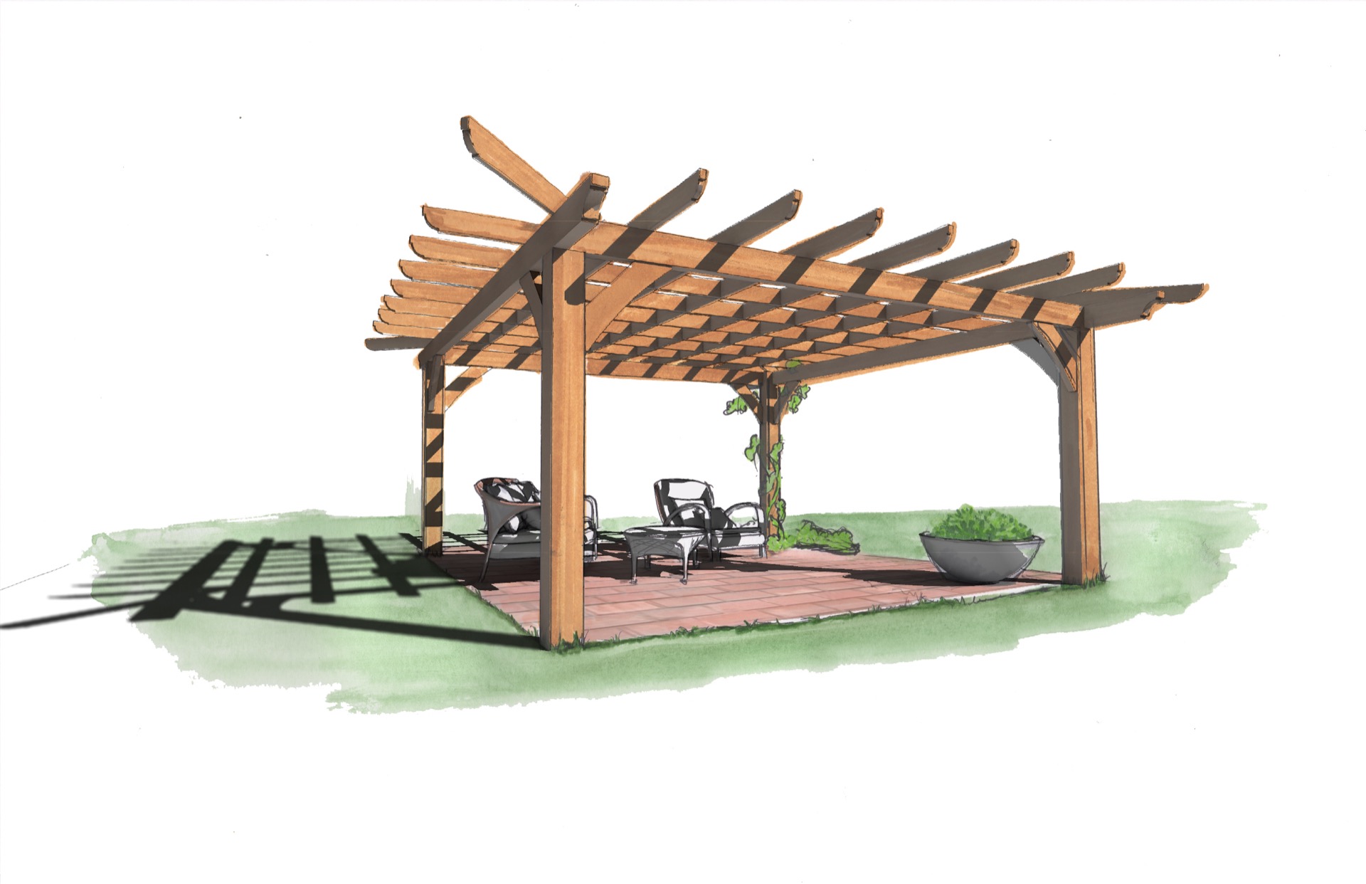 Outdoor Living Pergola by Natural Element Homes